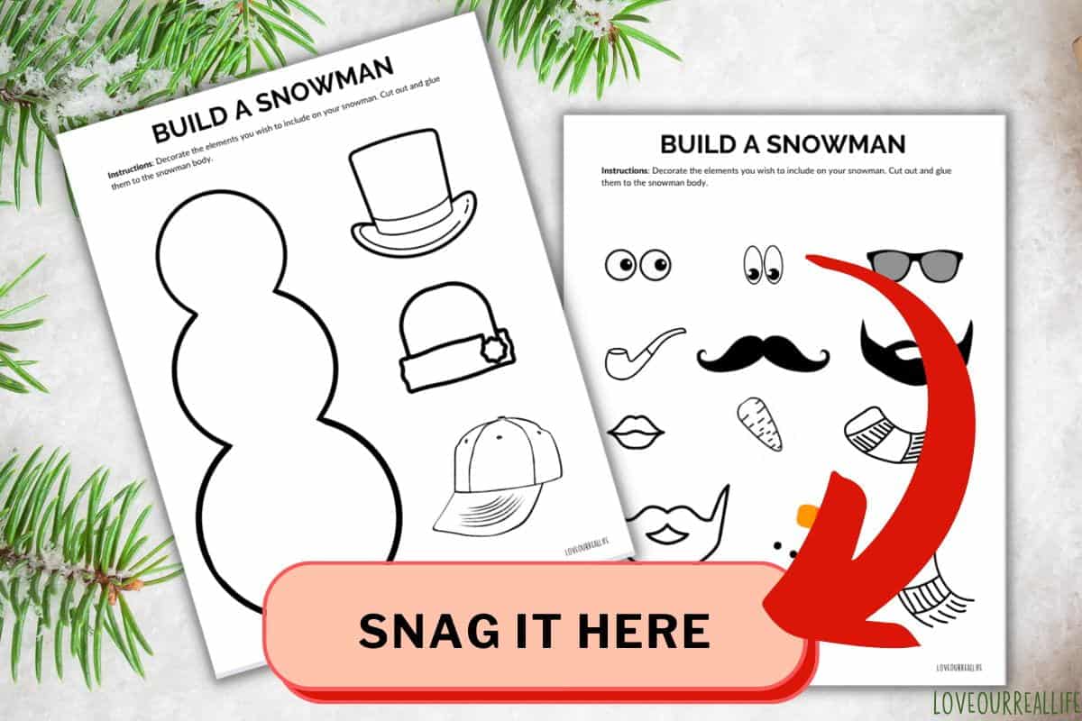 free build a snowman printable template- easy craft for kids